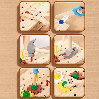 Bancada de Ferramentas de Madeira Montessori Brinquedo Educativo