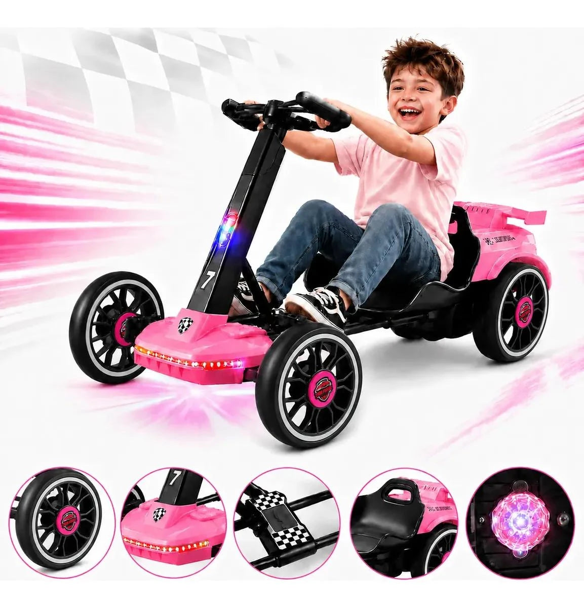 Mini Kart Elétrico Infantil 12v Música Led