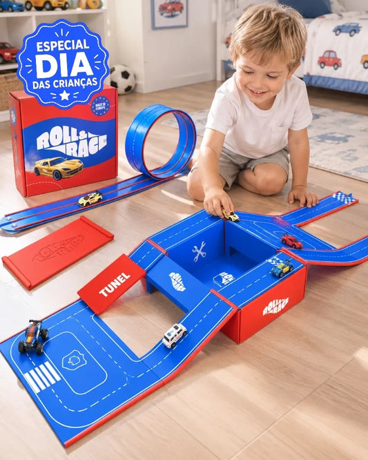 RollRace™ – Pista de Corrida 2 em 1 | Kit 5 Carrinhos