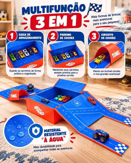 RollRace™ – Pista de Corrida 2 em 1 | Kit 5 Carrinhos
