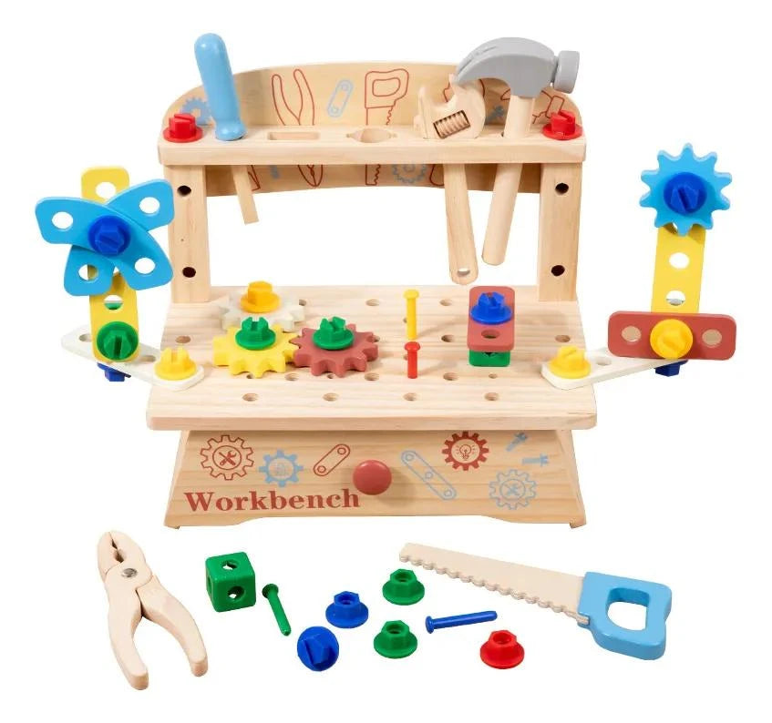 Bancada de Ferramentas de Madeira Montessori Brinquedo Educativo