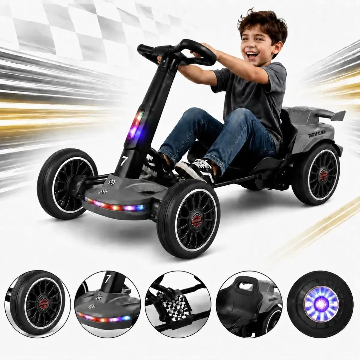 Mini Kart Elétrico Infantil 12v Música Led