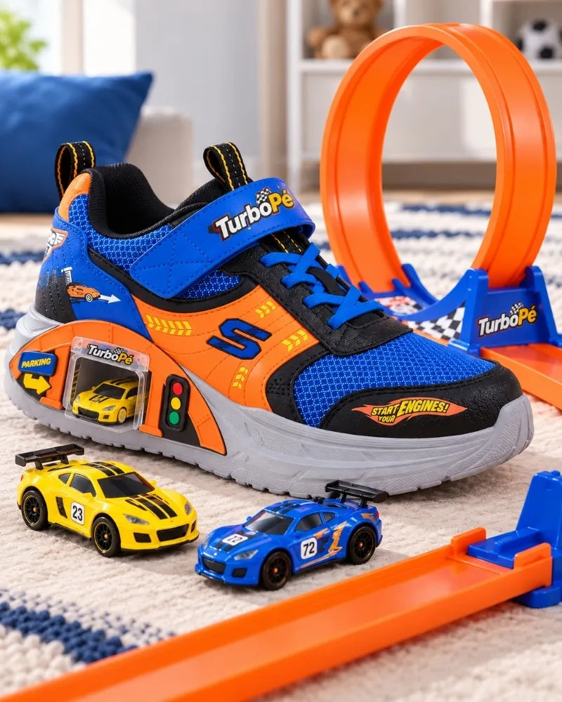 TurboPé© – Tênis com Garagem de Carrinho + Pista Radical