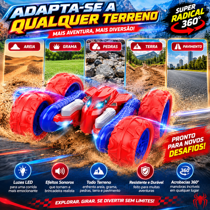 Carro Radical 360° Spider RC – Controle Remoto com LED e Acrobacias