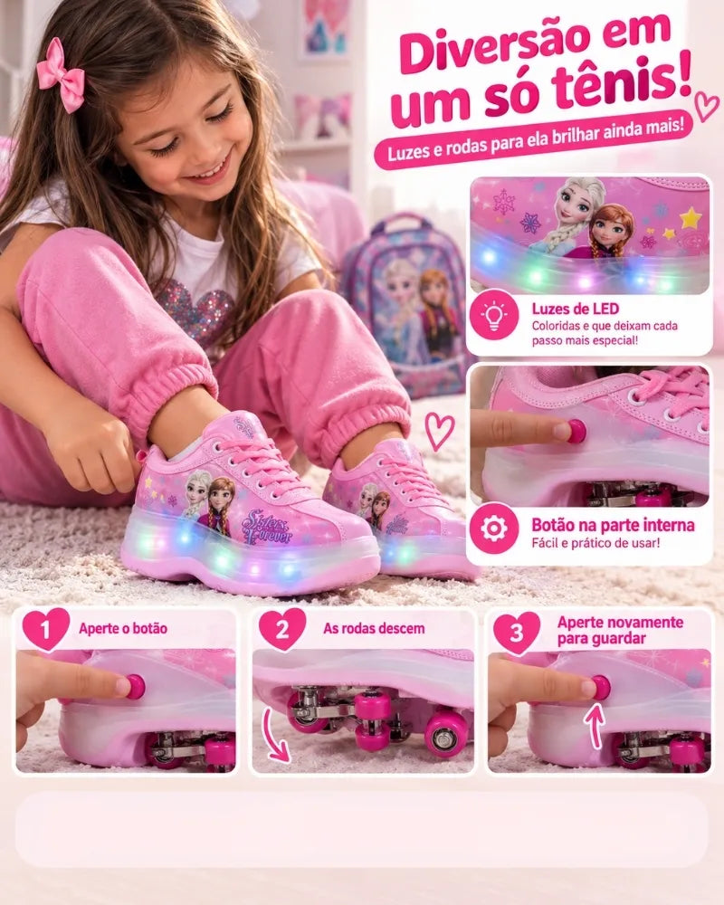 PinkStep™ – Tênis Patins 2 em 1 com Rodinhas e LED