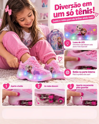 PinkStep™ – Tênis Patins 2 em 1 com Rodinhas e LED