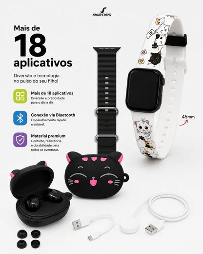 SmartKid™ — Kit Smartwatch + Fones e 2 Pulseiras