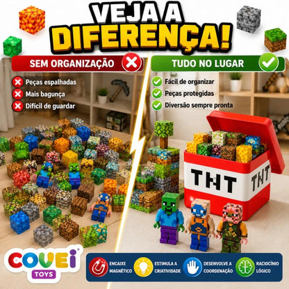 Bloco De Montar Magnético Infantil Cubos Mine