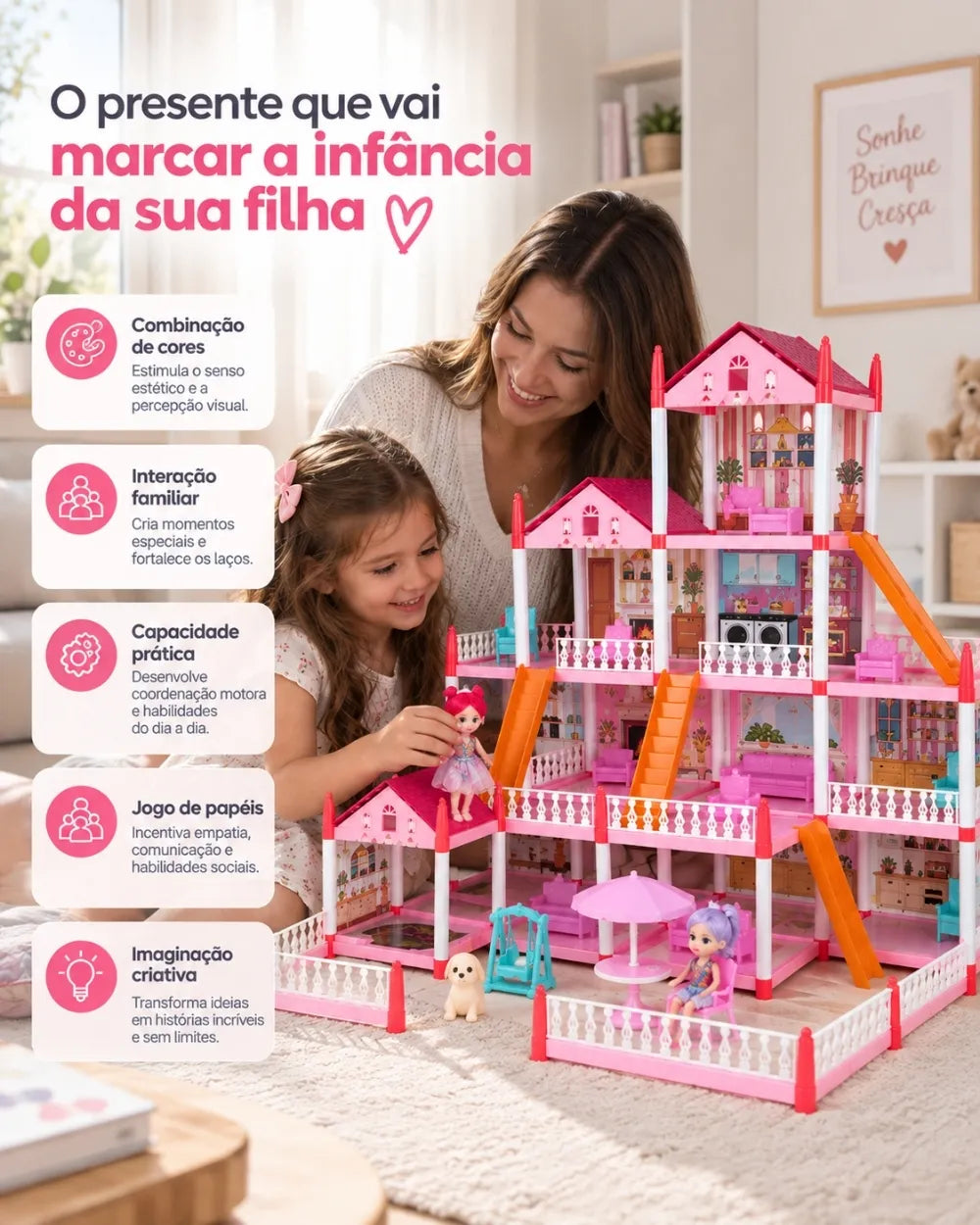 BellaHouse™ – A Mansão Encantada de 4 Andares com 14 Acessórios
