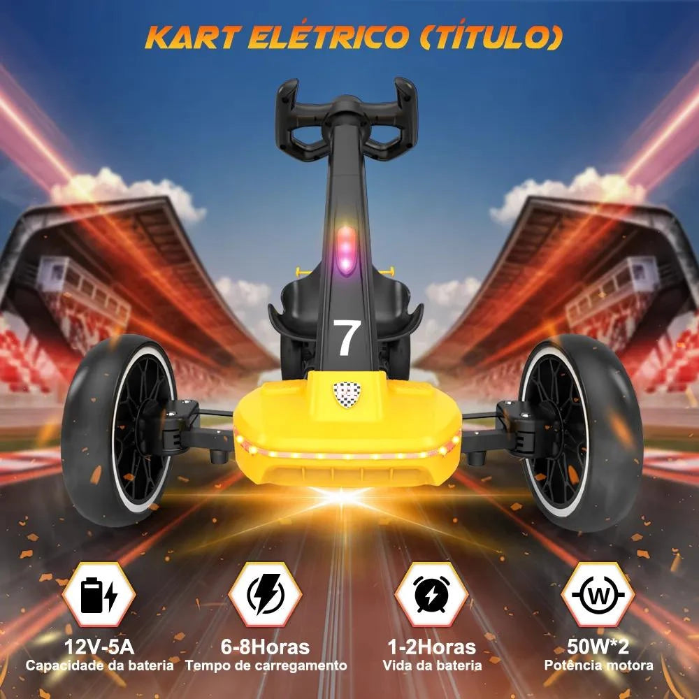 Mini Kart Elétrico Infantil 12v Música Led