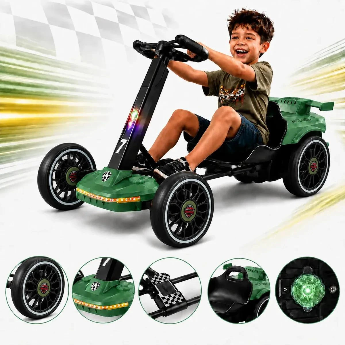 Mini Kart Elétrico Infantil 12v Música Led