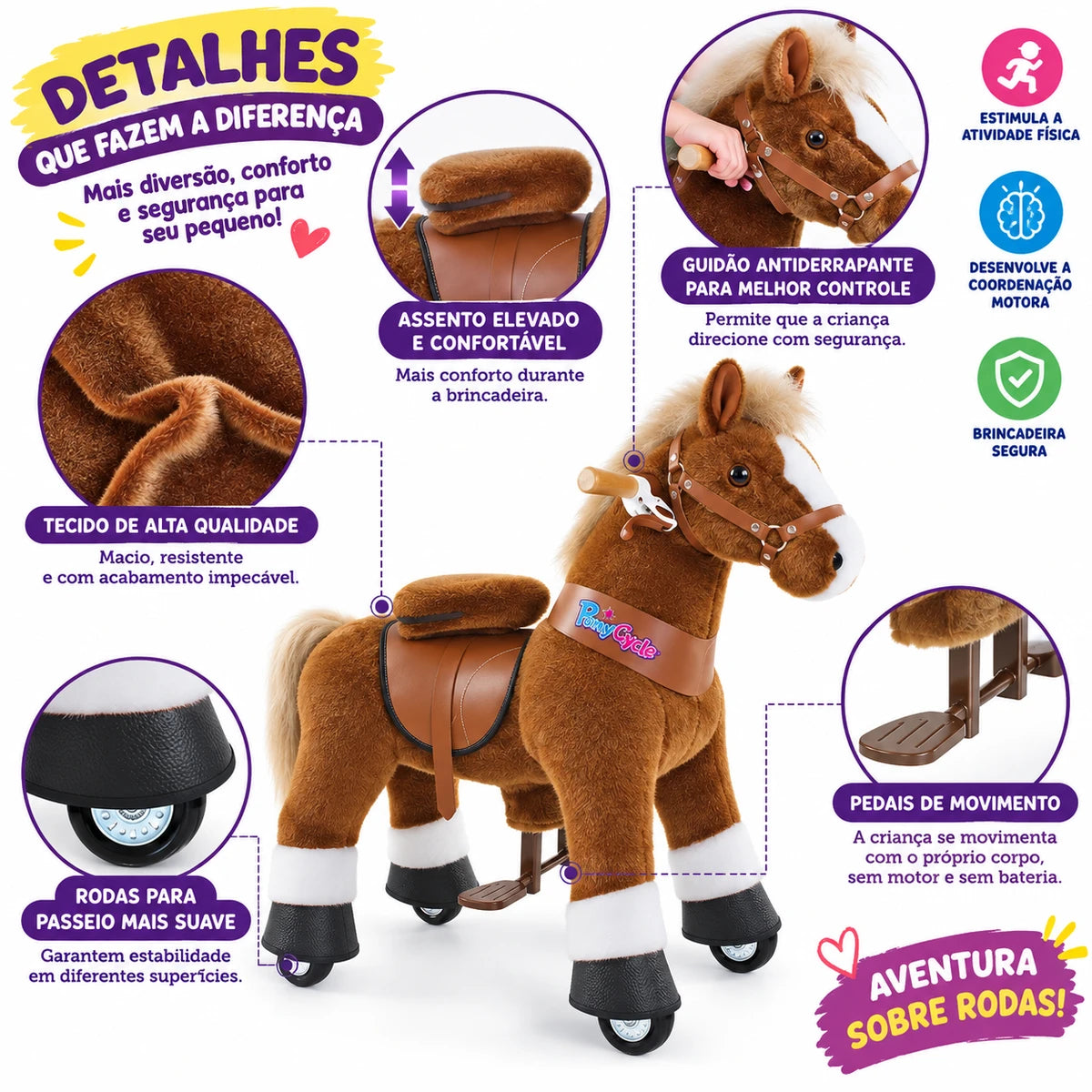 Cavalinho Ride-On Adventure – Brinquedo de Montaria com Movimento Mecânico