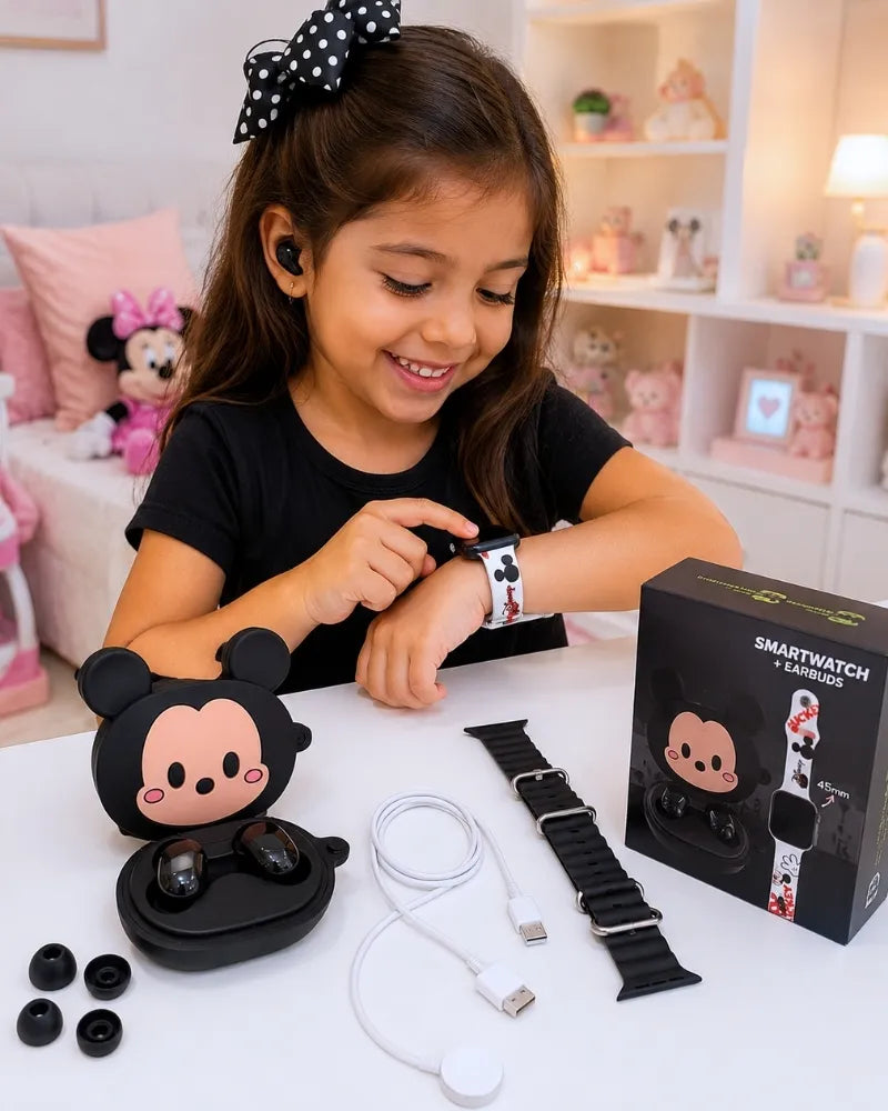 SmartKid™ — Kit Smartwatch + Fones e 2 Pulseiras
