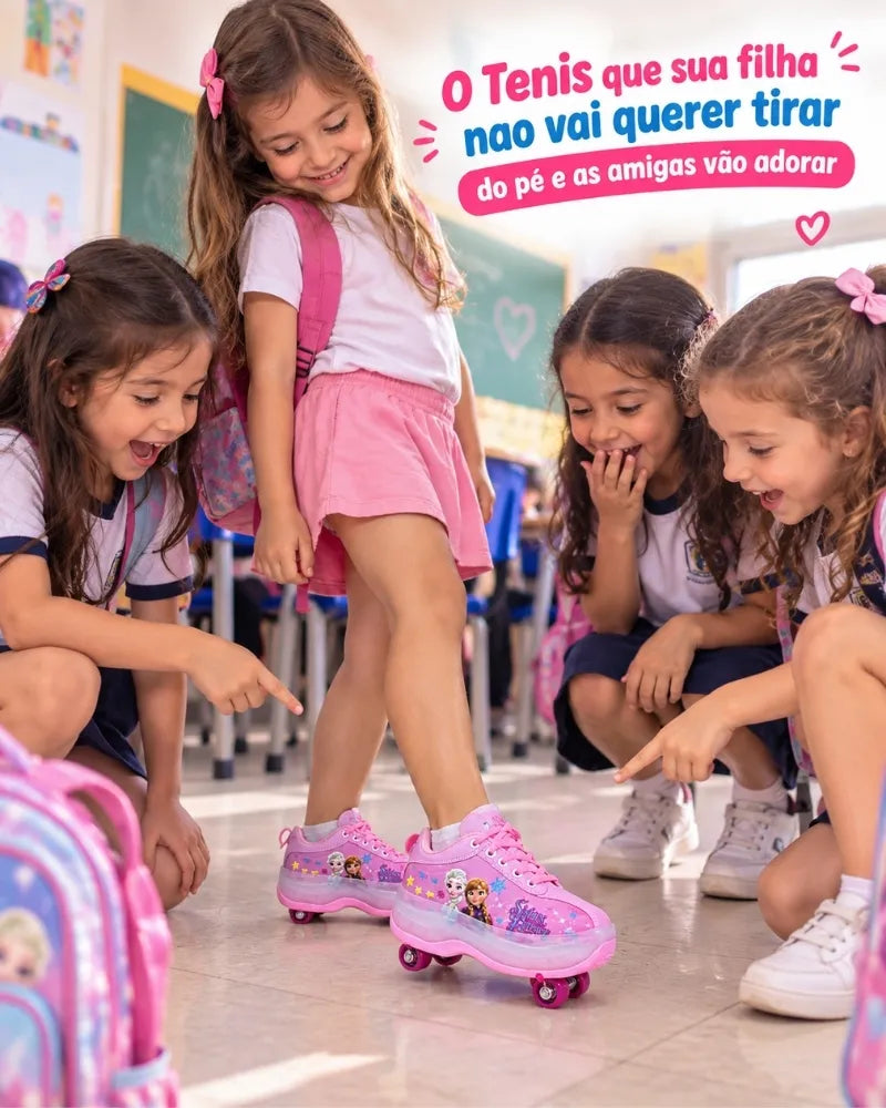 PinkStep™ – Tênis Patins 2 em 1 com Rodinhas e LED