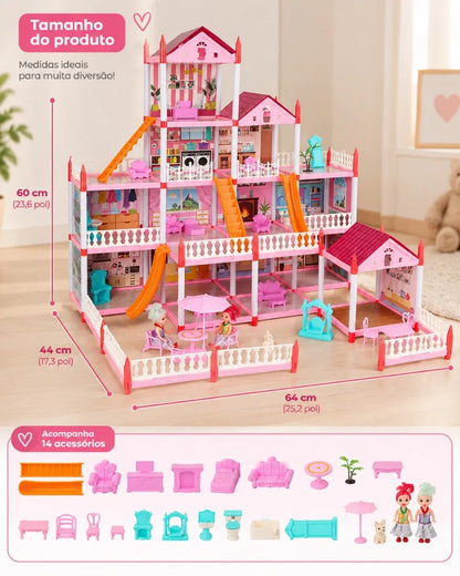 BellaHouse™ – A Mansão Encantada de 4 Andares com 14 Acessórios