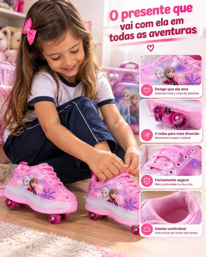 PinkStep™ – Tênis Patins 2 em 1 com Rodinhas e LED