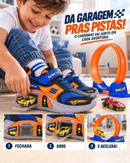 TurboPé© – Tênis com Garagem de Carrinho + Pista Radical