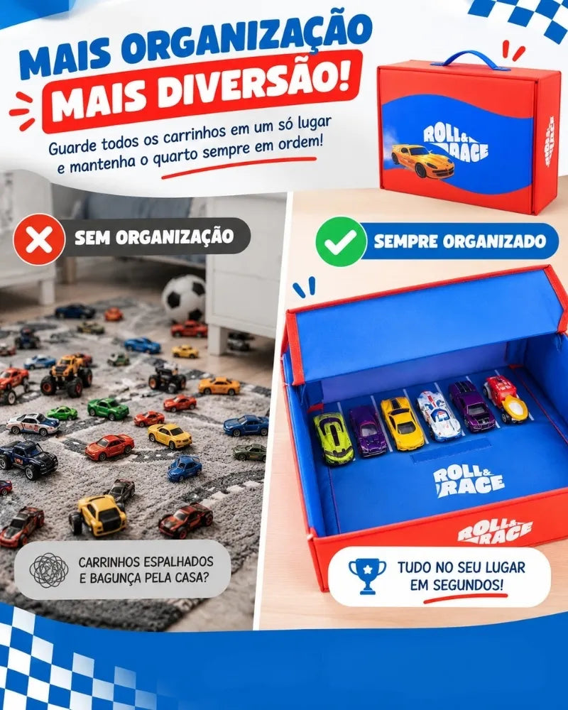 RollRace™ – Pista de Corrida 2 em 1 | Kit 5 Carrinhos