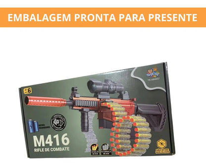 Arma Brinquedo M416 Elétrica Com 18 Dardos E Bateria Nerf