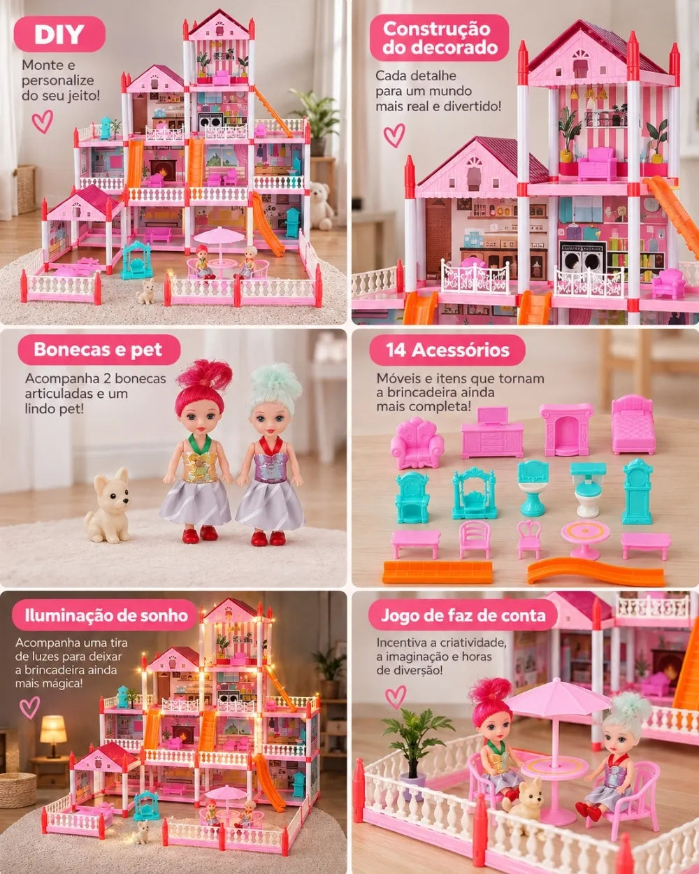 BellaHouse™ – A Mansão Encantada de 4 Andares com 14 Acessórios
