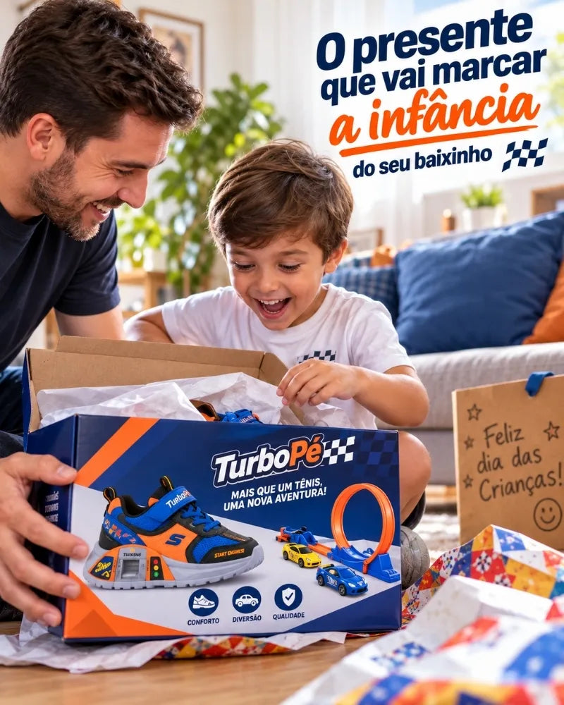 TurboPé© – Tênis com Garagem de Carrinho + Pista Radical