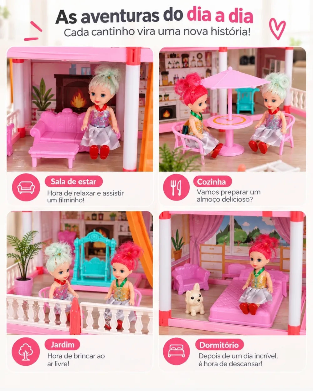 BellaHouse™ – A Mansão Encantada de 4 Andares com 14 Acessórios