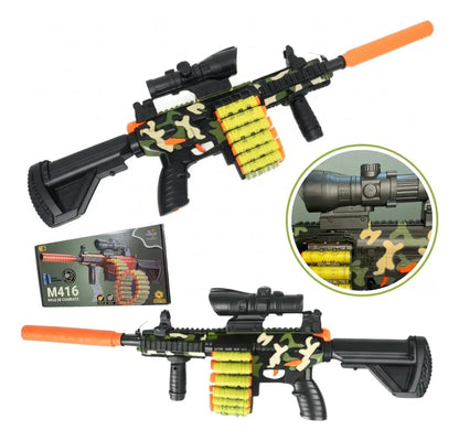 Arma Brinquedo M416 Elétrica Com 18 Dardos E Bateria Nerf