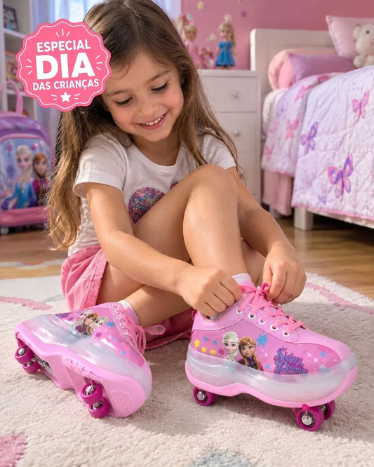 PinkStep™ – Tênis Patins 2 em 1 com Rodinhas e LED