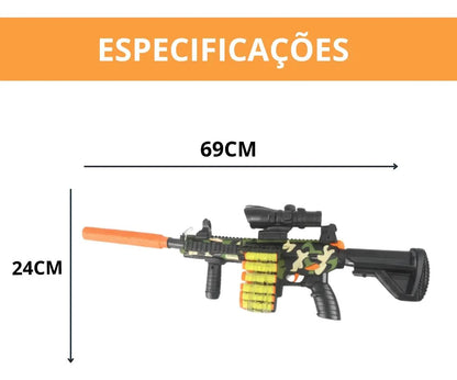 Arma Brinquedo M416 Elétrica Com 18 Dardos E Bateria Nerf
